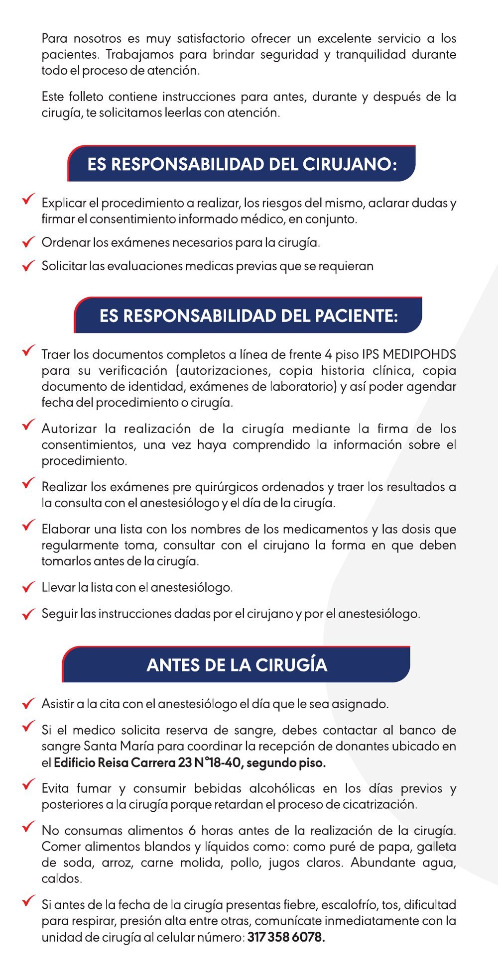 Antes de la cirugía