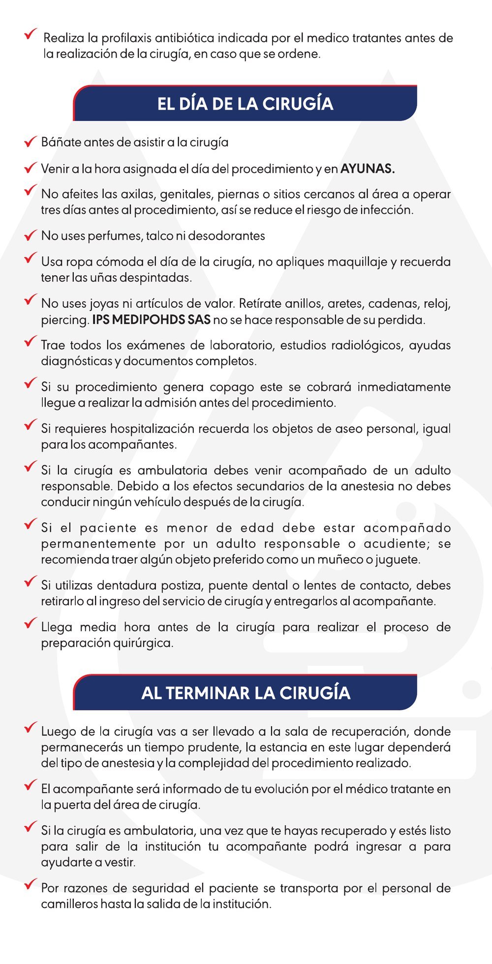 El día de la cirugía
